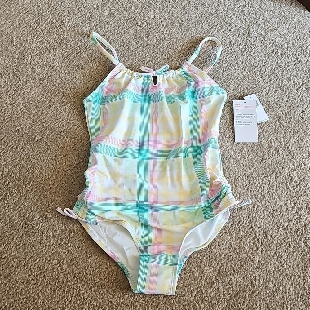 Old Navy Girls Pastel Plaid One Piece Swimsuit Large